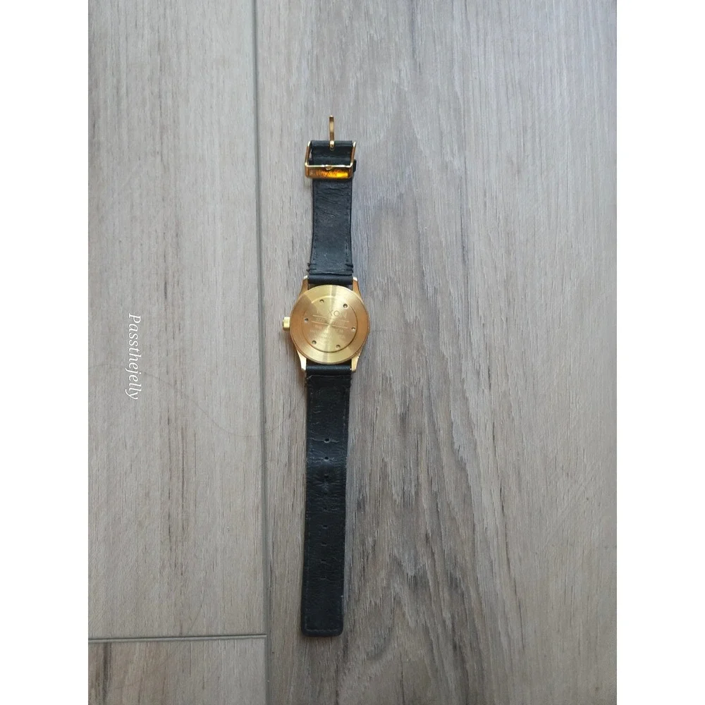 Nixon Sentry 38 Watch Mens Gold Tone Gold Dial Black Leather Minimalist Dress